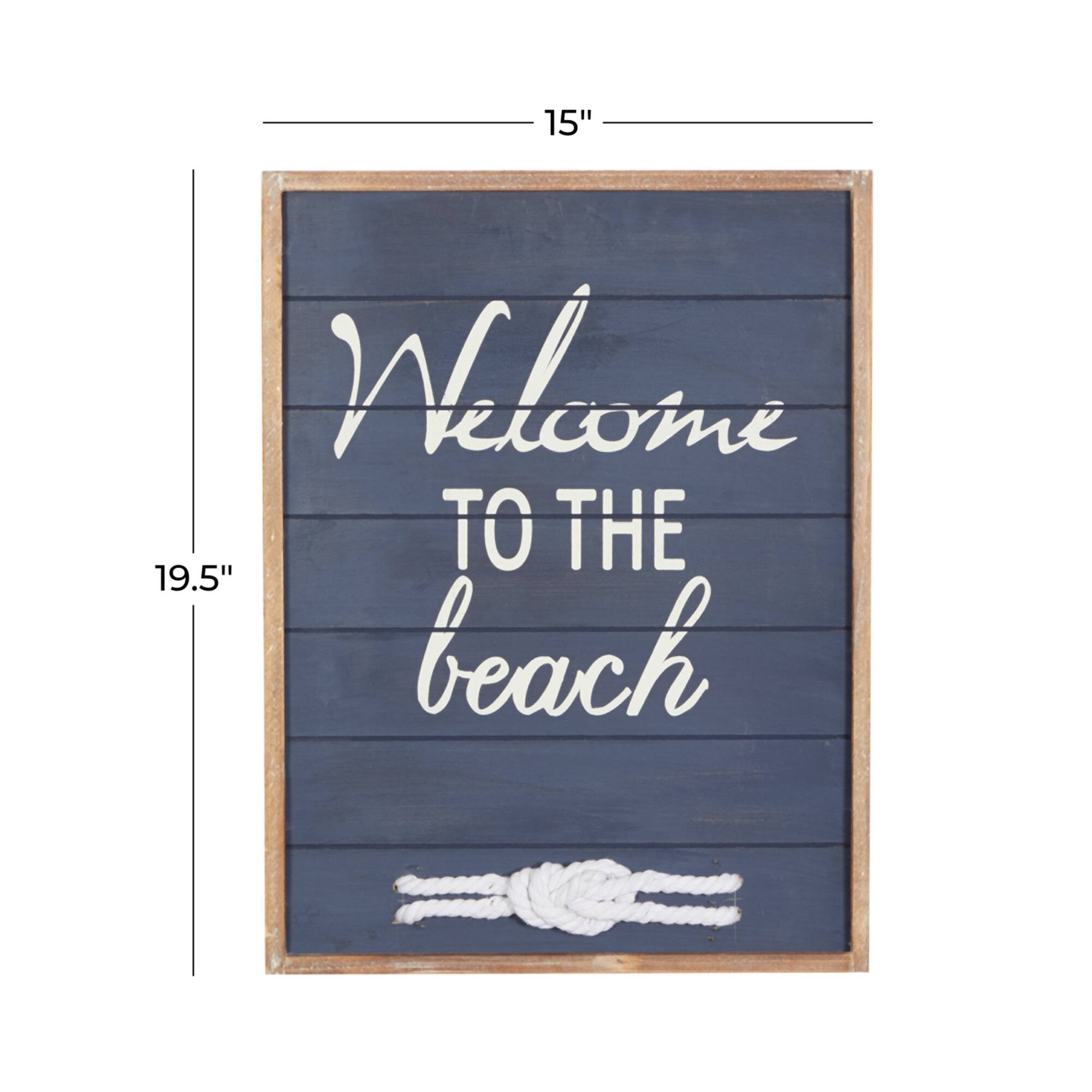 Coastal Blue Wood Welcome to the Beach Sign, 20" x 15" x 2"